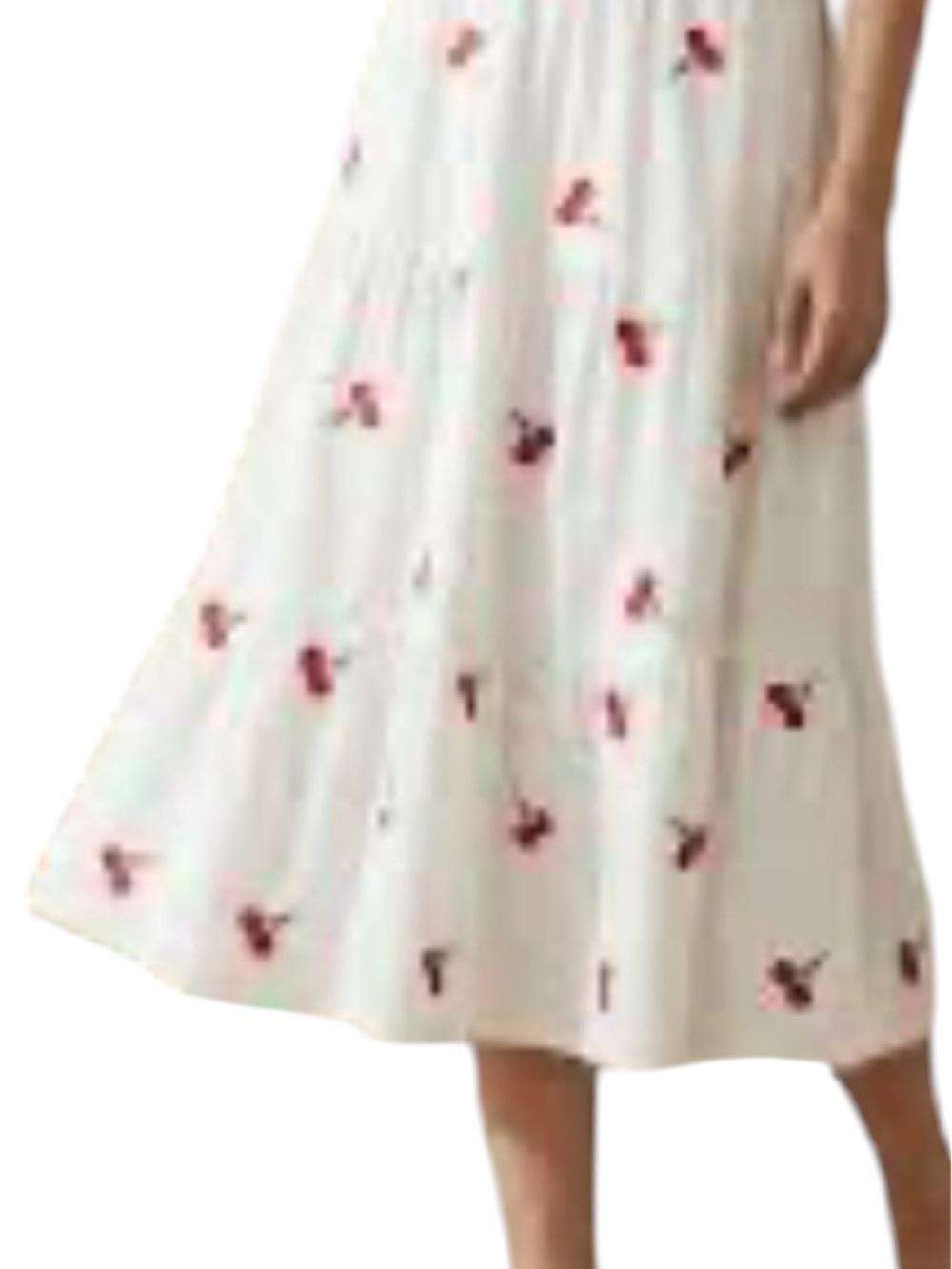 Ana & Rose White Midi Skirt with Pink Floral Embroidery NWOT L416